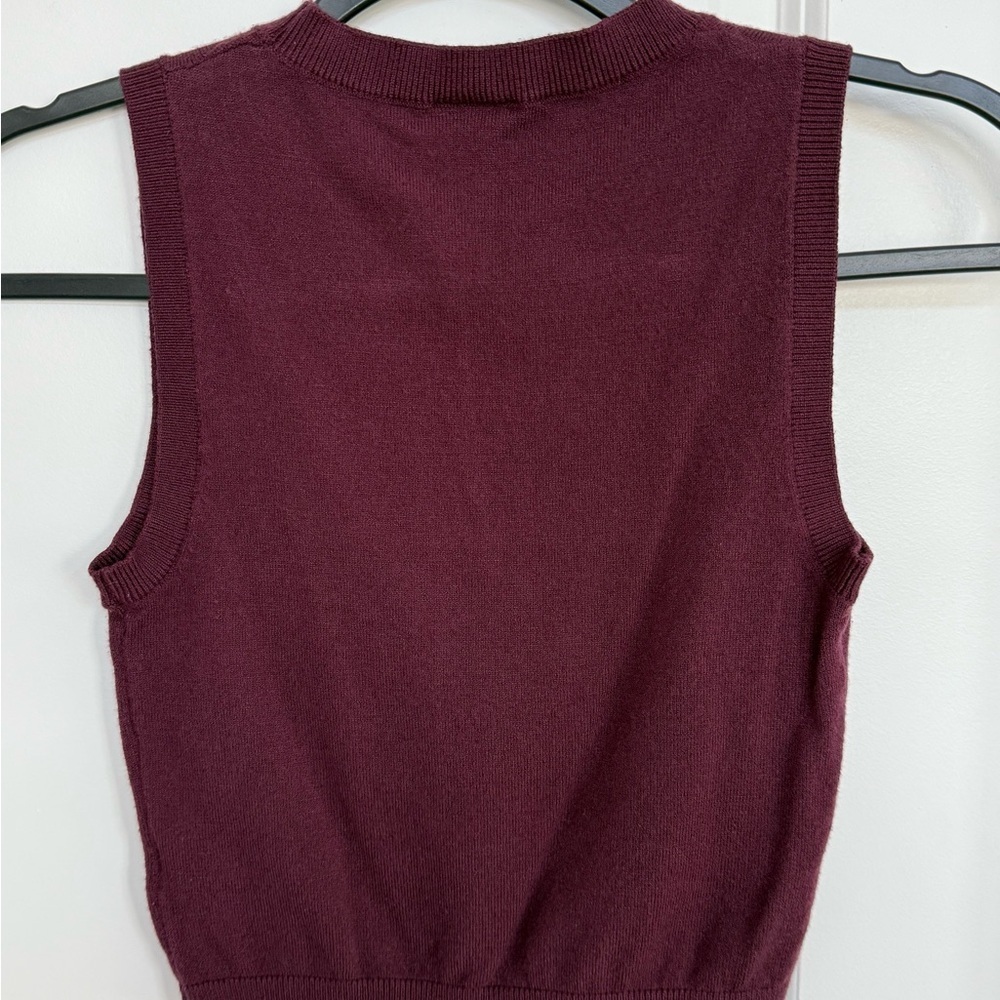 Maroon Sleeveless Sweater with White Logo - Picture 2 of 2